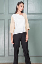 Load image into Gallery viewer, Bea - Slanted Two-Tone Crepe Blouse - Cream
