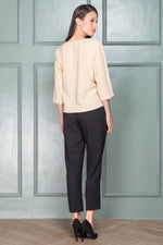 Load image into Gallery viewer, Bea - Slanted Two-Tone Crepe Blouse - Cream
