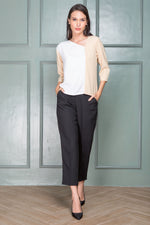 Load image into Gallery viewer, Bea - Slanted Two-Tone Crepe Blouse - Cream
