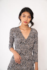 Carly - Printed Knit Wrap Dress